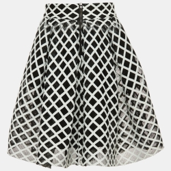 Maje Black/White Mesh Pleated Mini Skirt S