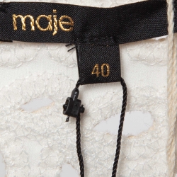 Pre Owned Maje White/Beige Embroidered Cotton Mini Dress L