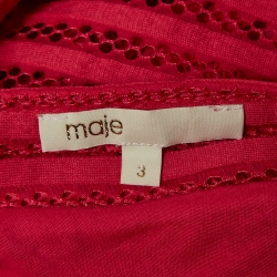 Pre Owned Maje Pink Knit & Mesh Sleeveless Mini Dress L