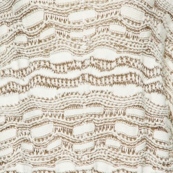 Maje White/Gold Crochet Knit Oversized Sweater One Size