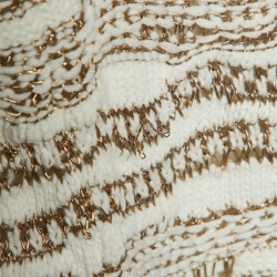 Maje White/Gold Crochet Knit Oversized Sweater One Size