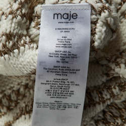 Maje White/Gold Crochet Knit Oversized Sweater One Size