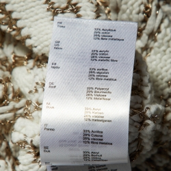 Maje White/Gold Crochet Knit Oversized Sweater One Size