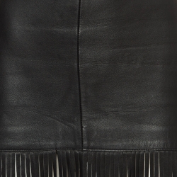Pre Owned Maje Black Leather Fringed Short Skirt M