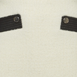 Pre Owned Maje White Leather Trim Wool Blend Mini Skirt M