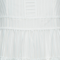 Pre Owned Maje White Stripe Jacquard Raya Tiered Midi Dress L