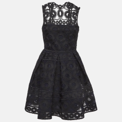 Maje Black Floral Patterned Lace Mini Dress M