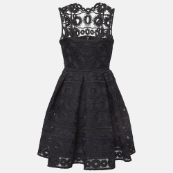 Maje Black Floral Patterned Lace Mini Dress M