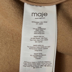 Maje Grey Wool Blend Fur Detailed Long Coat S