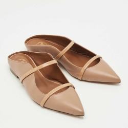 Pre Owned Malone Souliers Beige Leather Maureen Pointed Toe Flat Mules Size 37