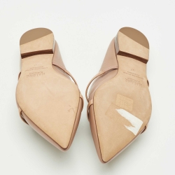 Pre Owned Malone Souliers Beige Leather Maureen Pointed Toe Flat Mules Size 37