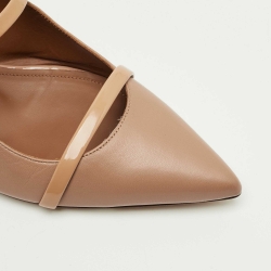 Pre Owned Malone Souliers Beige Leather Maureen Pointed Toe Flat Mules Size 37