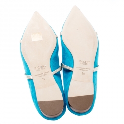 Pre Owned Malone Souliers Blue Suede Maureen Pointed Toe Mules Size 39
