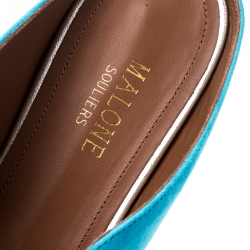 Pre Owned Malone Souliers Blue Suede Maureen Pointed Toe Mules Size 39