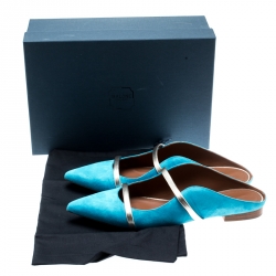 Pre Owned Malone Souliers Blue Suede Maureen Pointed Toe Mules Size 39