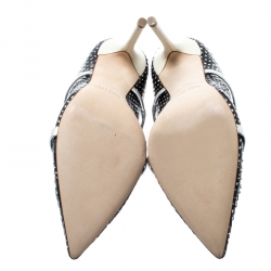 Pre Owned Malone Souliers Monochrome Polka Dot Snakeskin Leather Maureen Pumps Size 39