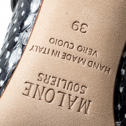 Pre Owned Malone Souliers Monochrome Polka Dot Snakeskin Leather Maureen Pumps Size 39