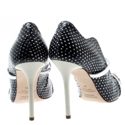 Pre Owned Malone Souliers Monochrome Polka Dot Snakeskin Leather Maureen Pumps Size 39