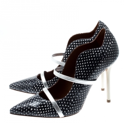 Pre Owned Malone Souliers Monochrome Polka Dot Snakeskin Leather Maureen Pumps Size 39