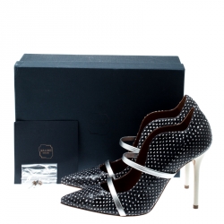 Pre Owned Malone Souliers Monochrome Polka Dot Snakeskin Leather Maureen Pumps Size 39