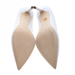 Pre Owned حذاء كعب عالي مالون سولييه باي روي لوفولت مقدمة مفتوحة ثلاثة أربطة ميكا جلد أبيض مقاس 40