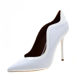 Pre Owned حذاء كعب عالي مالون سولييه باي روي لوفولت مقدمة مفتوحة ثلاثة أربطة ميكا جلد أبيض مقاس 40