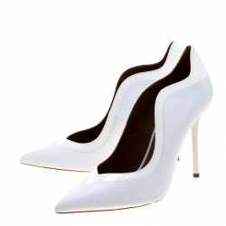 Pre Owned حذاء كعب عالي مالون سولييه باي روي لوفولت مقدمة مفتوحة ثلاثة أربطة ميكا جلد أبيض مقاس 40