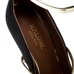 Pre Owned حذاء كعب عالي مالون سولييه سيور كاحل روبين ساتان أسود مقاس 35