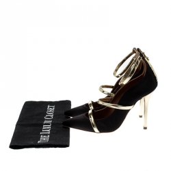 Pre Owned حذاء كعب عالي مالون سولييه سيور كاحل روبين ساتان أسود مقاس 35