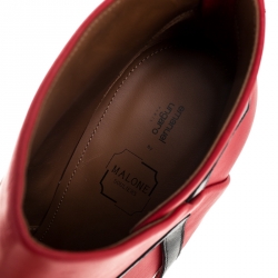 Pre Owned Malone Souliers By Emanuel Ungaro Red Leather Pointed Toe Ankle Booties Size 41