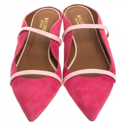 Pre Owned Malone Souliers Pink Suede Maureen Pointed Toe Mules Size 42