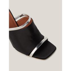 Pre Owned Malone Souliers Black Demi Square-Toe Satin and Leather Mules Size IT 38.5