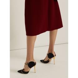 Pre Owned Malone Souliers Black Imogen Satin Heels Size IT 39.5