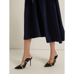 Pre Owned Malone Souliers Black Maureen Satin Mules Size IT 40.5