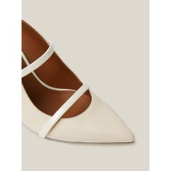 Pre Owned Malone Souliers Cream Maureen Leather Point-Toe Mules Size IT 39