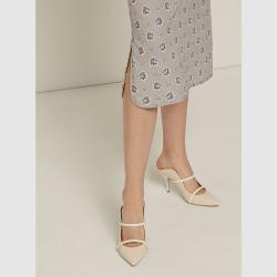 Pre Owned Malone Souliers Cream Maureen Leather Point-Toe Mules Size IT 39