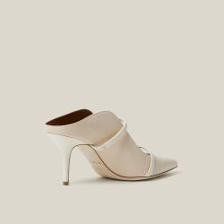 Pre Owned Malone Souliers Cream Maureen Leather Point-Toe Mules Size IT 39