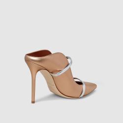 Pre Owned Malone Souliers Gold Maureen Metallic Leather Mules Size IT 40