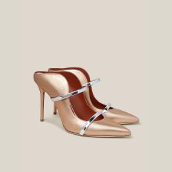 مملوكة مسبقًا Malone Souliers Gold Maureen Metallic Leather Mules Size IT 42