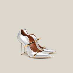 Pre Owned Malone Souliers Metallic Maureen Metallic Leather Pumps Size IT 40