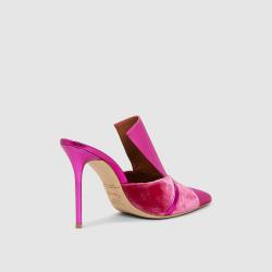 Pre Owned Malone Souliers Pink Danielle Satin and Velvet Mules Size IT 37