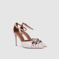 Pre Owned Malone Souliers Pink Josephine Elaphe Lace-Up Pumps Size IT 36