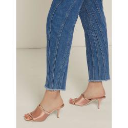 Pre Owned Malone Souliers Pink Laney Metallic Leather and Satin Mules Size IT 39