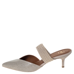 Pre Owned Malone Souliers Grey Lizard Leather Maisie Mule Sandals Size 39.5