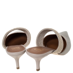 Pre Owned Malone Souliers Grey Lizard Leather Maisie Mule Sandals Size 39.5