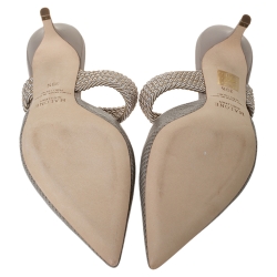 Pre Owned Malone Souliers Grey Lizard Leather Maisie Mule Sandals Size 39.5