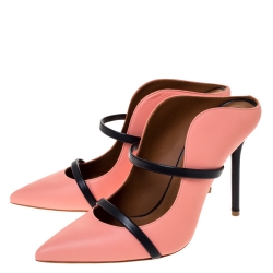 Pre Owned Malone Souliers Pink Leather Maureen Pointed Toe Mule Sandals Size 38