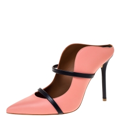 Pre Owned Malone Souliers Pink Leather Maureen Pointed Toe Mule Sandals Size 38