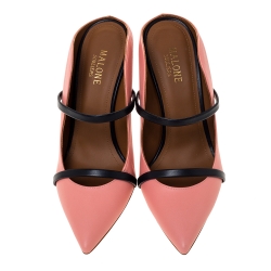 Pre Owned Malone Souliers Pink Leather Maureen Pointed Toe Mule Sandals Size 38