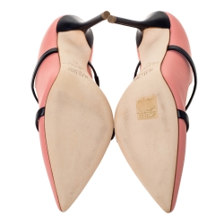 Pre Owned Malone Souliers Pink Leather Maureen Pointed Toe Mule Sandals Size 38